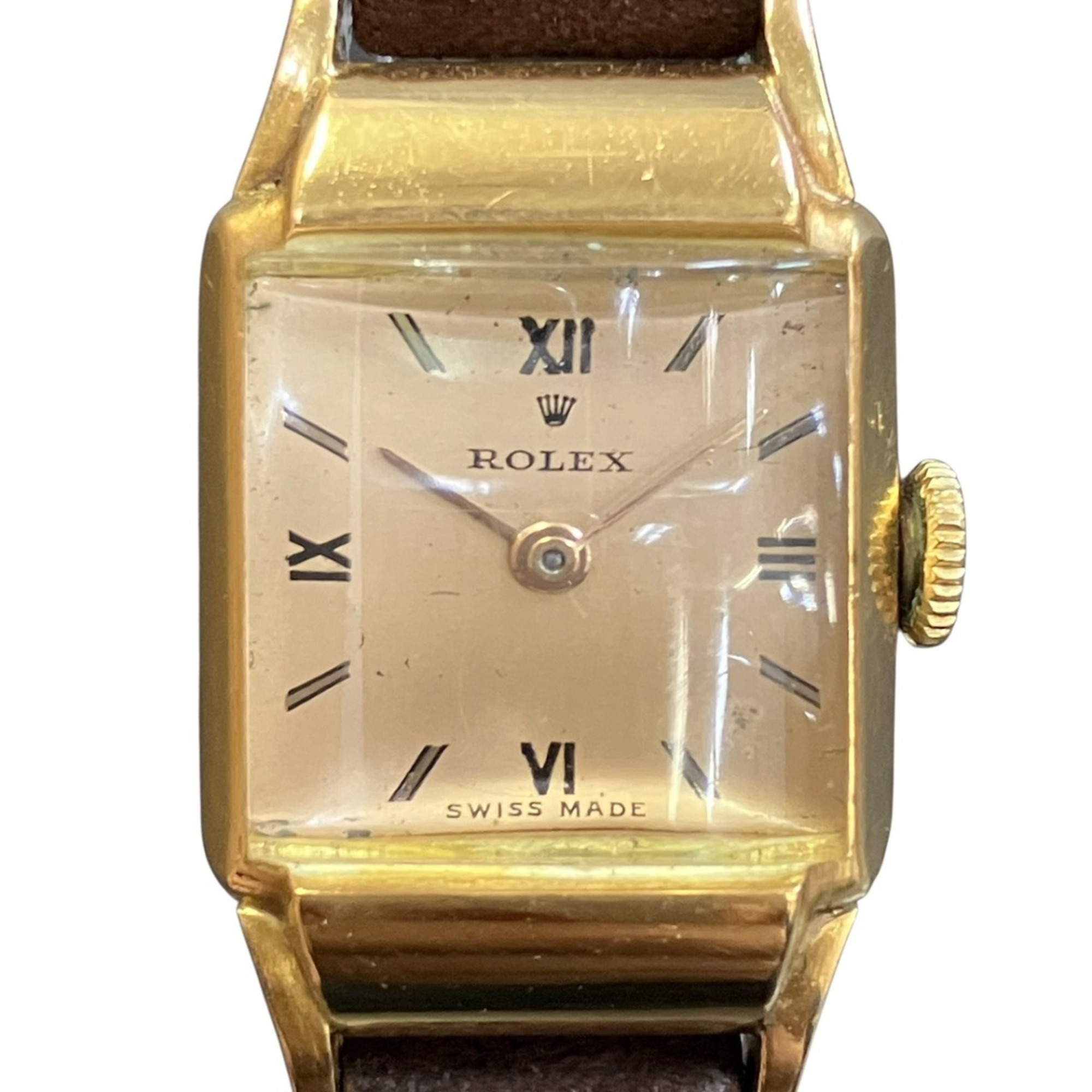 Rolex Precision Watch Total Weight 176g 18k Gold Linen Strap Manual Wind